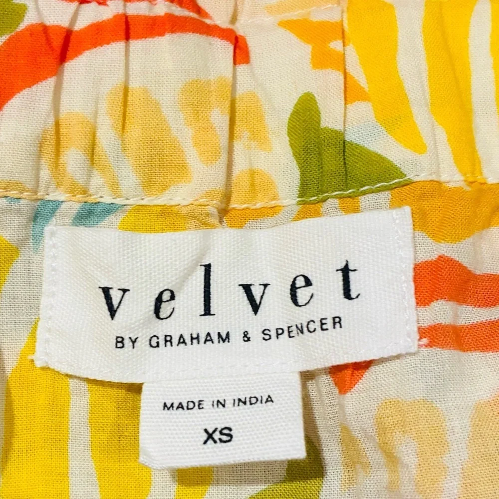 Velvet Graham and Spencer sunwashed yellow multi floral print skirt top set. XS